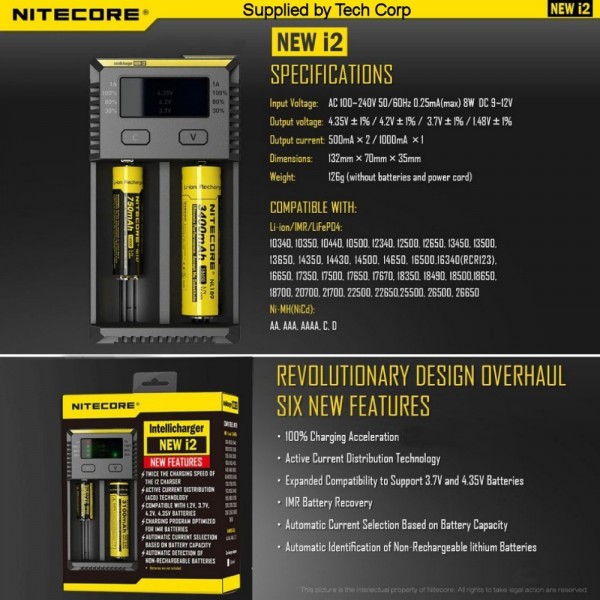 Nitecore New i2 Li-ion 18650 Pil Şarj Cihazı